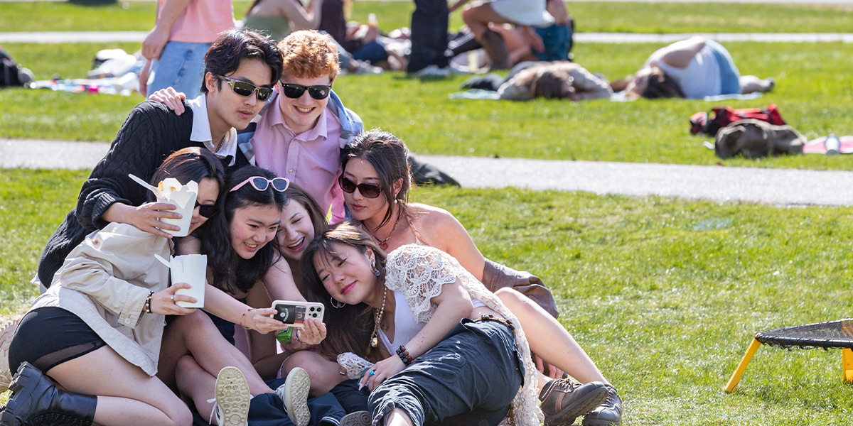 Bowdoin students enjoy spring weather and food trucks during the annual Ivies celebration.