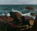 John Sloan, American, 1871-951, Purple Rocks and Green Sea, 1916, oil on canvas, Bequest of George Oris Hamlin, 1961.68