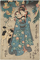 Utagawa Kuniyoshi, Japanese, 1798–1861. The Dream of O-Iwa, A Normal Woman in a Disfigured World, ca. 1830s, color woodblock. Private Collection. 