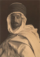 Frederick Henry Evans, F. Holland Day in Algerian Costume, ca. 1901, platinum print, 9 3/8 in. x 3 1/2 in. (23.81 cm x 8.89 cm), F. Holland Day Collection, Norwood Historical Society, Courtesy, Museum of Fine Arts, Boston. Photograph  2011 Museum of Fine Arts, Boston.