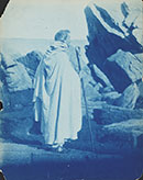 Clarence Hudson White (1871-1925), F. Holland Day in cape with shepherd's crook next to rocks, ca. 1911, cyanotype, 9 3/4 in. x 7 11/16 in. (24.77 cm x 19.53 cm), Prints and Photographs, Library of Congress, Washington D.C., [LC-DIG-ds-00243]