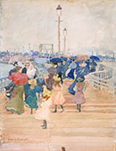 Maurice Brazil Prendergast, American, 1858-1924. South Boston Pier, 1896. watercolor and graphite. Smith College Museum of Art, Northampton, Massachusetts, Purchased with the Charles B. Hoyt Fund