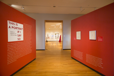 Installation view in Osher Gallery of "This Is a Portrait If I Say So: Identity in American Art, 1912 to Today"