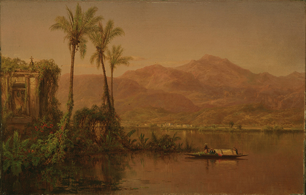 "Vespers, Guayaquil River, Ecuador," ca. 1862, oil on canvas by Louis Rémy Mignot. Museum Purchase, Hamlin Fund, Bowdoin College Museum of Art. 1985.18.