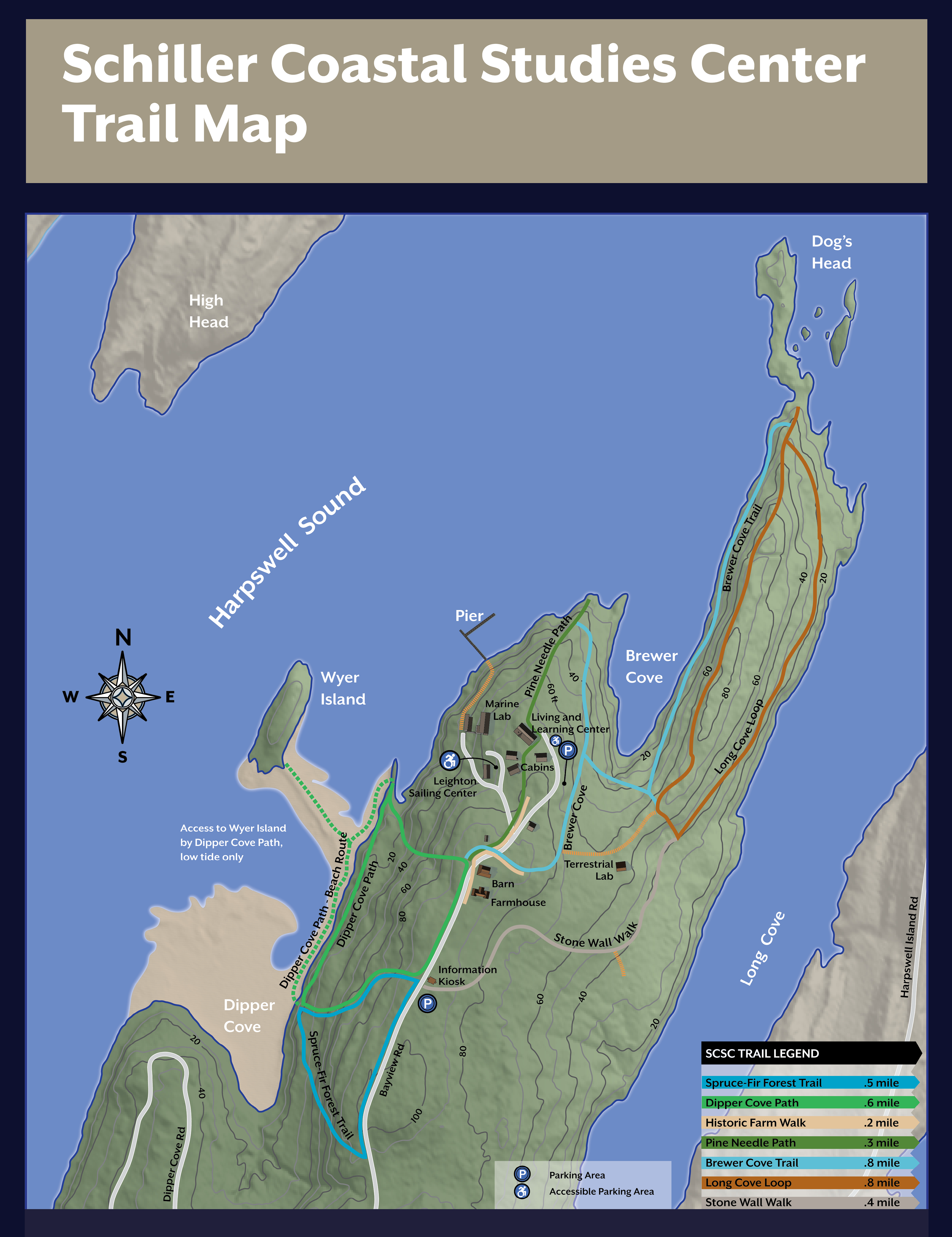 Map of trails at Schiller Coastal Studies Center