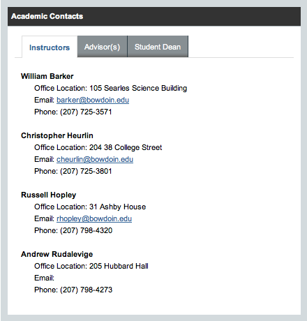 screenshot academic contacts