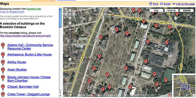 Bowdoin Google Earth Data Imported Into Google Maps