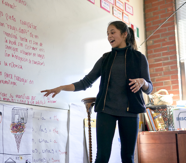 Teaching classroom in front of whiteboard