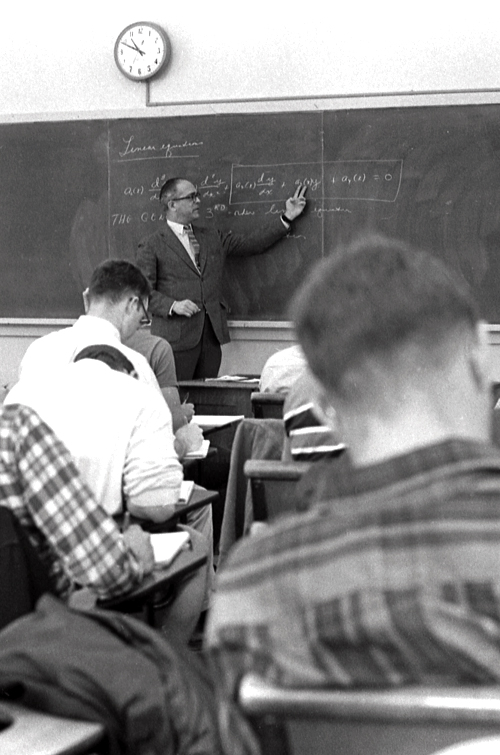 Bowdoin students in a math class, 1968