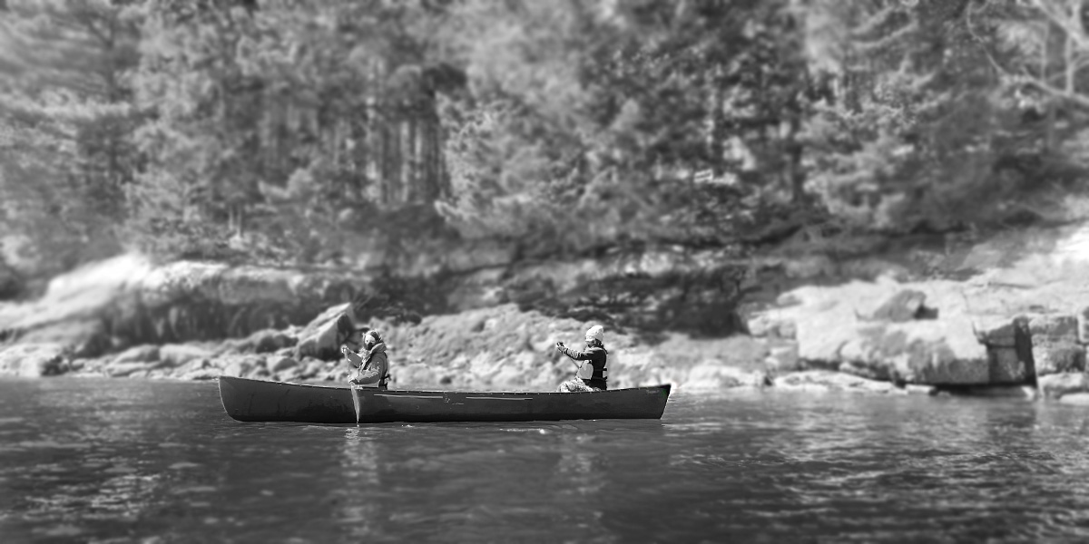 Bowdoin students canoeing on an Outing Club trip to Merritt Island.