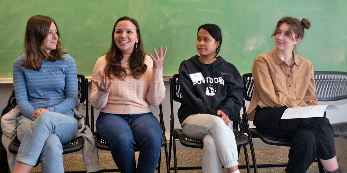 Four Bowdoin students talk careers in the Sophomore Bootcamp.