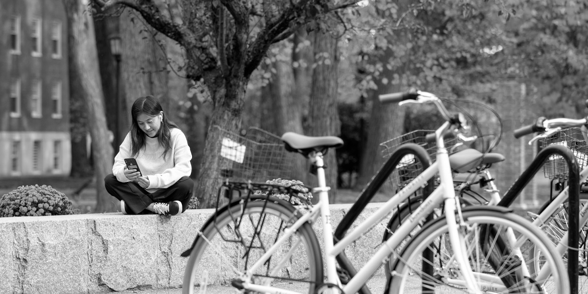 One of our favorite spots in the fall: outside of Hawthorne Longfellow Library.