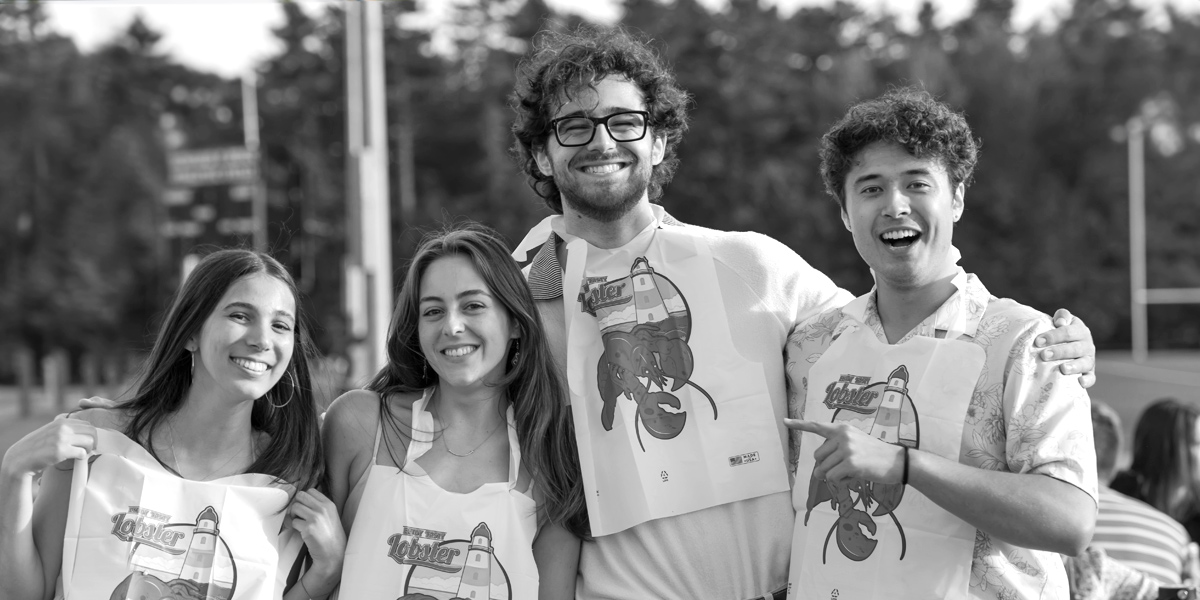 Bowdoin students are well dressed for the Lobster Bake.