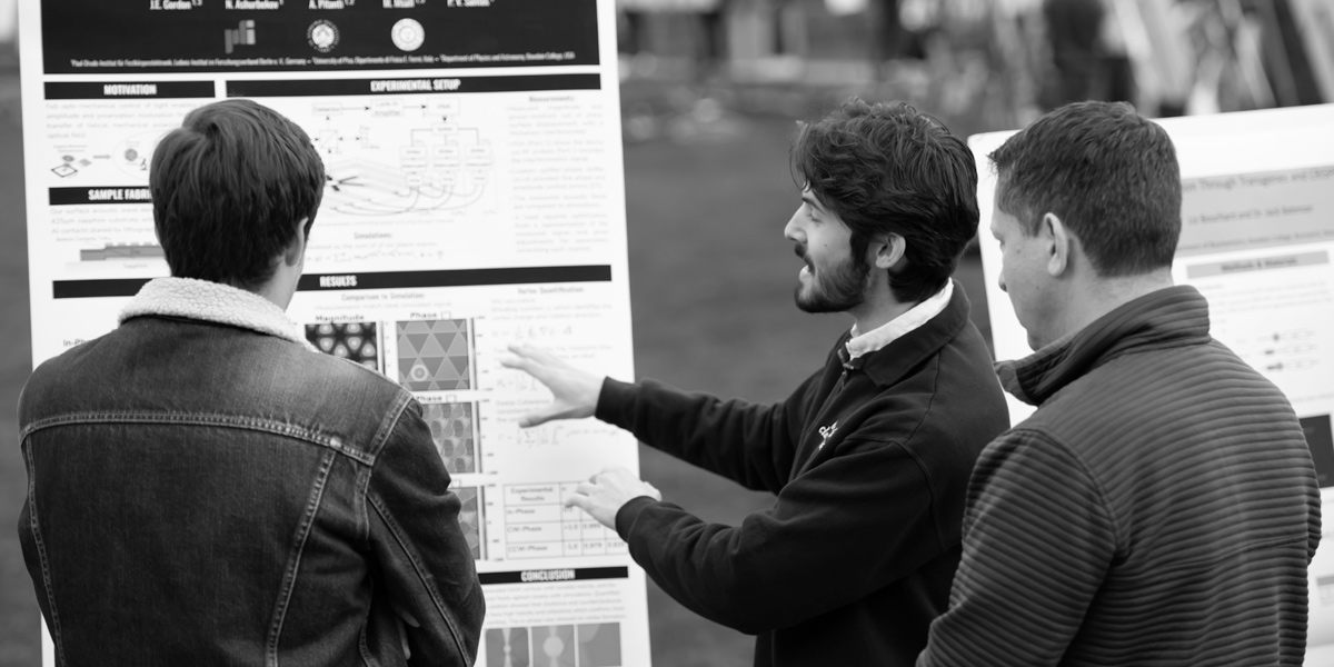 Bowdoin students present their summer research on the Quad.