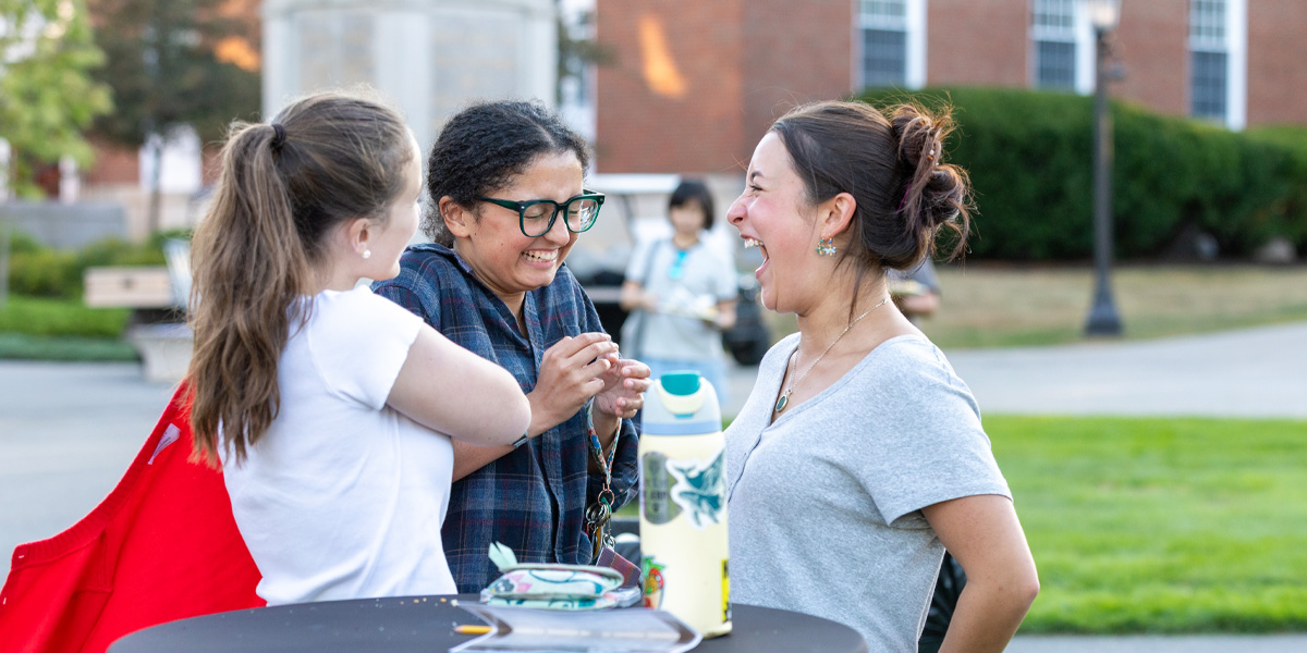 Bowdoin first-year students gather for the Welcome Back Cookout.