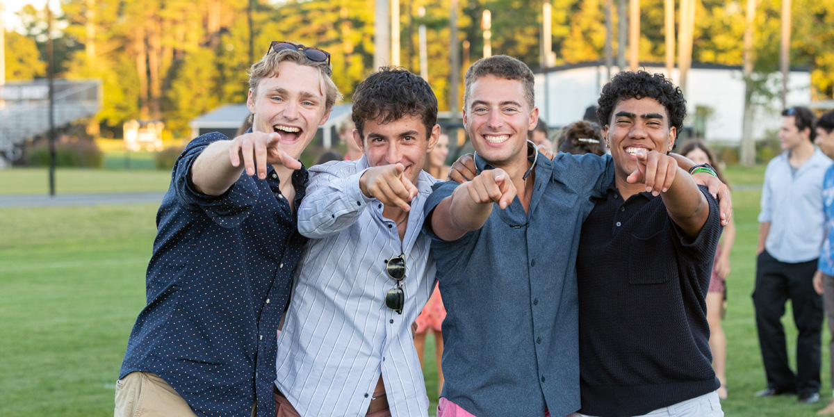 Bowdoin students gather to celebrate beautiful fall weather.