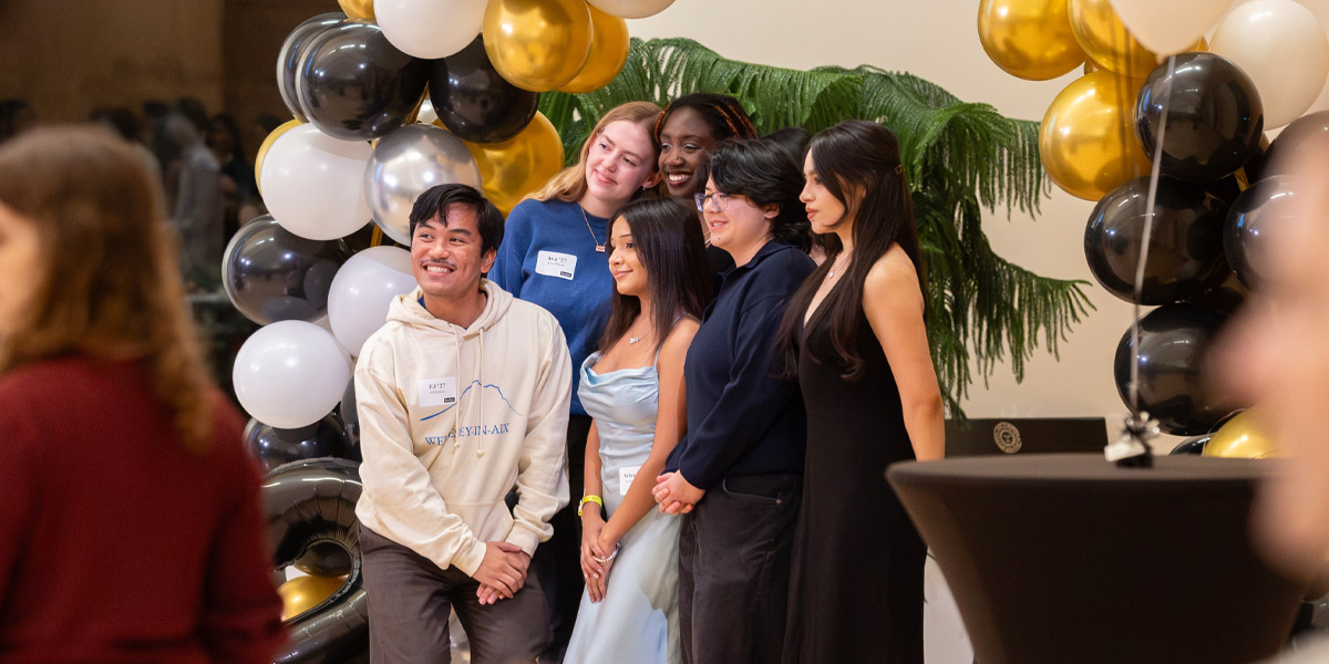 Bowdoin seniors get fancy at the Senior Soiree.