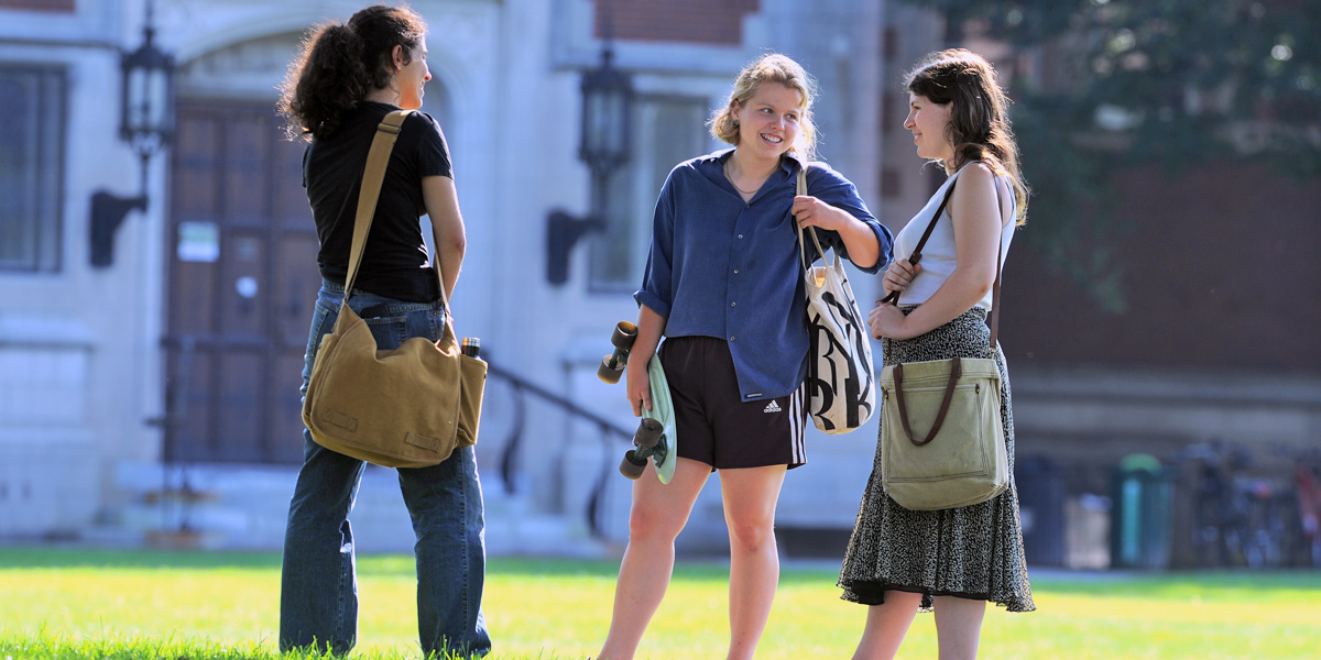 Bowdoin students gather on the quad a few weeks into the fall semester.