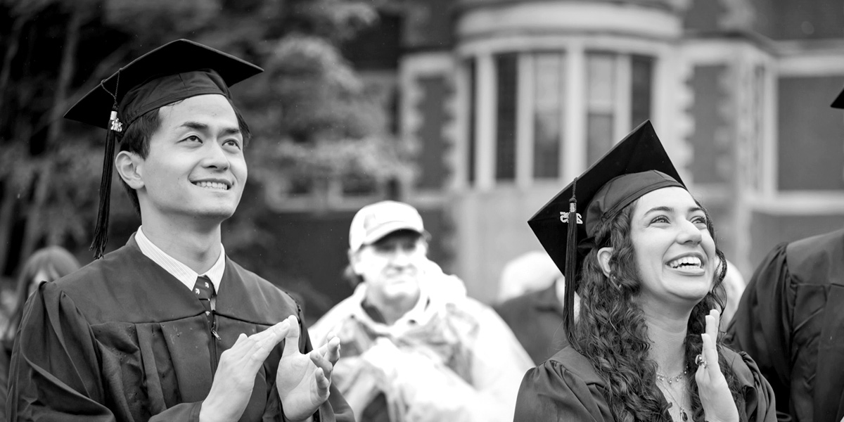 New Bowdoin graduates celebrate at Commencement.