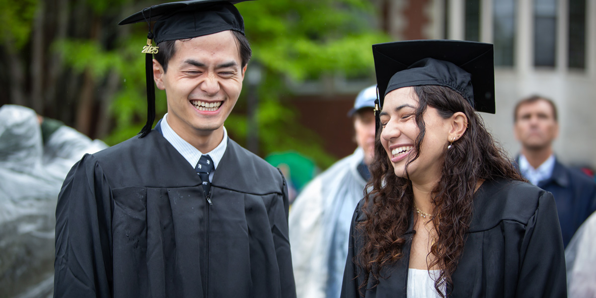 New Bowdoin graduates celebrate at Commencement.