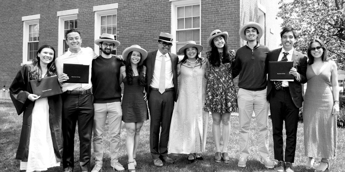 Grads celebrate with family and friends at the Bowdoin Commencement.