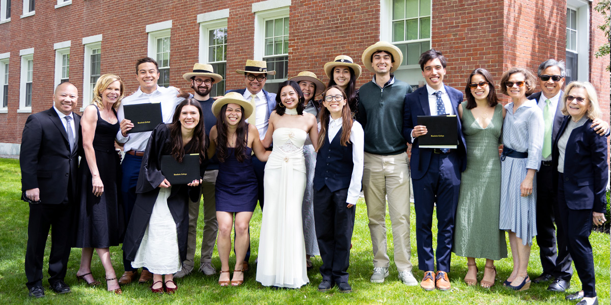 Grads celebrate with family and friends at the Bowdoin Commencement.