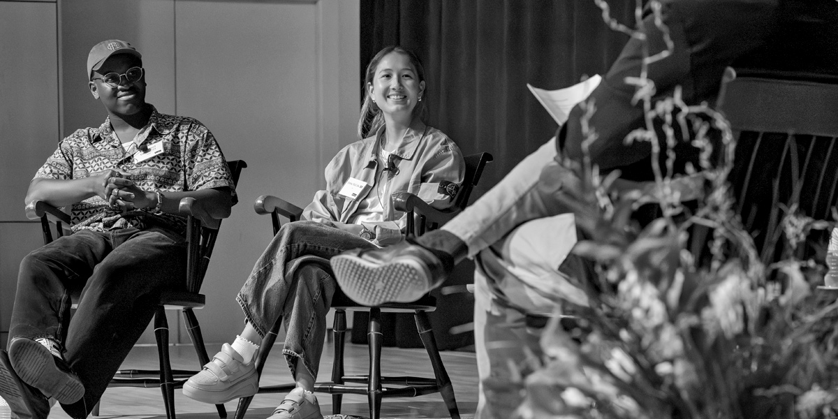 Bowdoin alumni talking about AI and leadership.