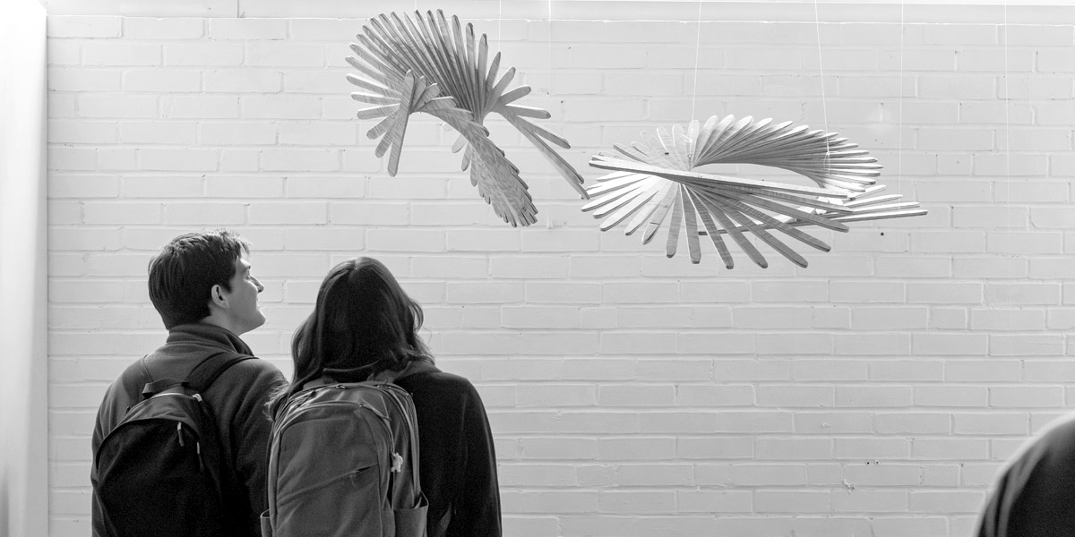 Bowdoin students view new work in the Visual Arts Open House.