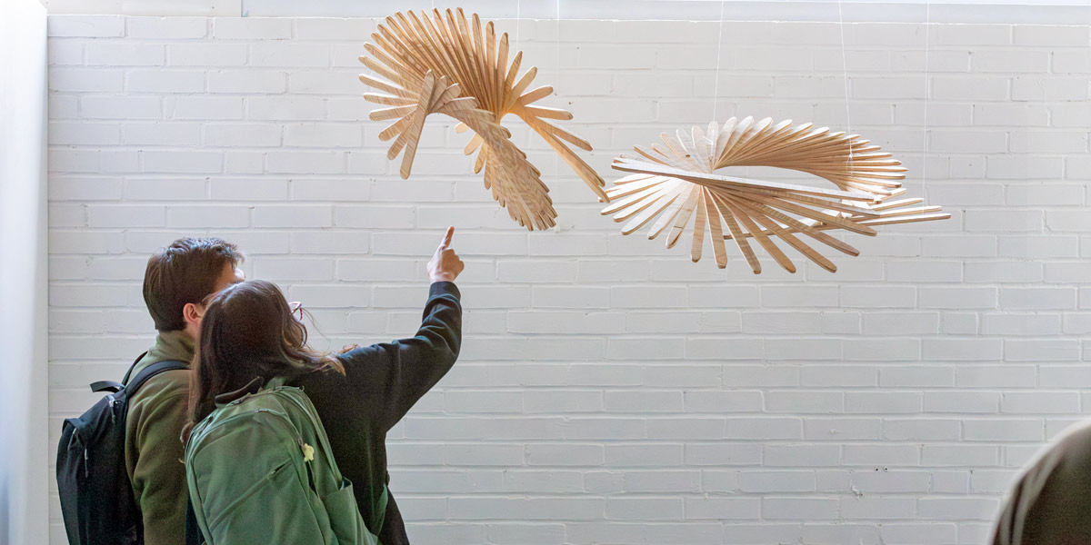 Bowdoin students view new work in the Visual Arts Open House.