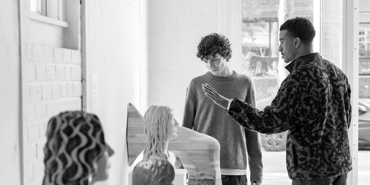 Bowdoin students view new work in the Visual Arts Open House.