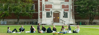 Latinx Bowdoin students gathered on the grass