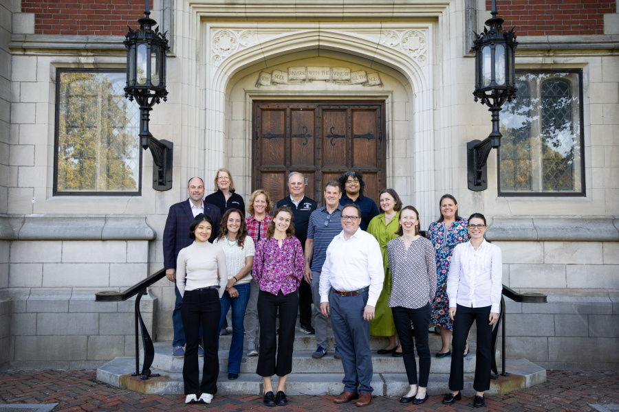 Alumni Fund directors (back row, left to right): Chris Stearns ’01 (chair), Judy Schulz ’83, Samantha Pleasant ’92, Rocco Ciocca ’82, P’12, Todd Herrmann ’85, Ryan Davis ’15, Charlotte Hemr ’93, P’27, and Sarah Cameron ’05. (Front row, left to right): Ruilin Yang ’20, Sarah Hoenig Lovely ’02, Claire Traum ’21, Michael Bouyea ’99, Caitlin Callahan ’11, and Emily Serwer ’16. Not in attendance: Bill Clark ’76, Matt Egan ’12, Andrew Fried ’08, Cate Fortier ’95, P’26, and Frances Milliken Platt ’09.