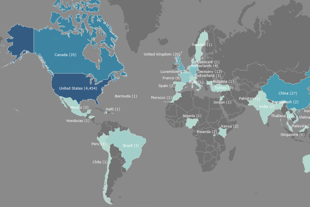 International young alumni map
