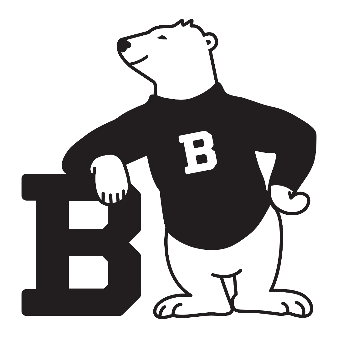 Polar bear leaning on the letter B