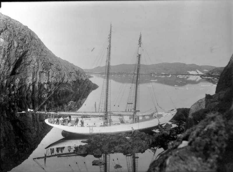 <p><b>The <em>Bowdoin</em> on the Rocks</b> </p>    Sailing in uncharted waters is always risky, and despite MacMillan’s legendary skills, the <em>Bowdoin</em> went aground more than once. Along the rocky coast of Labrador, extricating the schooner from this situation was sometimes simply a matter of waiting for the high tide. The <em>Bowdoin’s</em> heavily built hull saved her from serious damage.   <br /> <br />  William R. Esson, Port Burwell, Labrador, August 1, 1934. Donated in memory of William R. Esson.