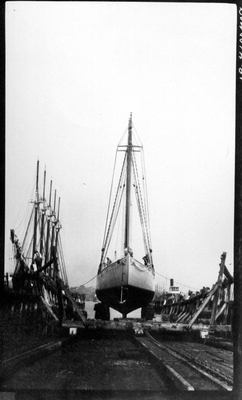 <p><b>Designed for the Ice</b> </p>    The <em>Bowdoin</em> was built in East Boothbay, Maine, and outfitted in South Portland in 1921. MacMillan envisioned a small vessel, strong, maneuverable, and with a shallow draft for navigating in the icy waters of the far north. Sails and engine together provided speed and nimbleness.  <br /> <br />  Donald B. MacMillan, South Portland, 1921. Gift of Donald and Miriam MacMillan. 