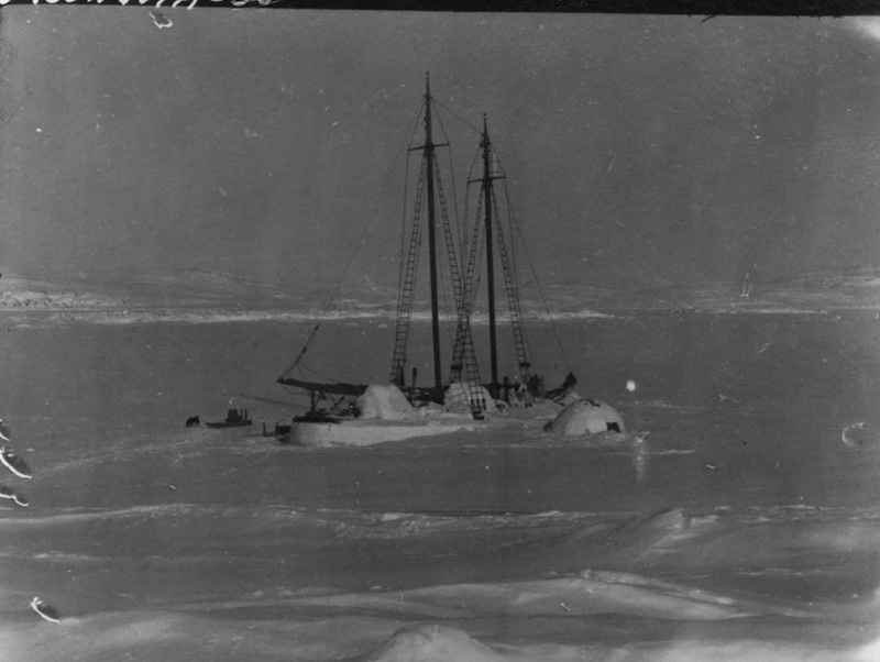 <p><b>The <em>Bowdoin</em> in Winter Quarters</b> </p>    One of the key elements of MacMillan’s plan for the <em>Bowdoin</em> was that the vessel could safely freeze into the ice for the winter. On her first voyage north, to Baffin Island, the <em>Bowdoin</em> was frozen into Schooner Harbour, on the southwest coast, over the winter of 1921-22. Snow blocks built up around the schooner and over the hatches helped insulate the ship.  <br /> <br />  Donald B. MacMillan, Schooner Harbour, Baffin Island, 1921-22. Gift of Donald and Miriam MacMillan.