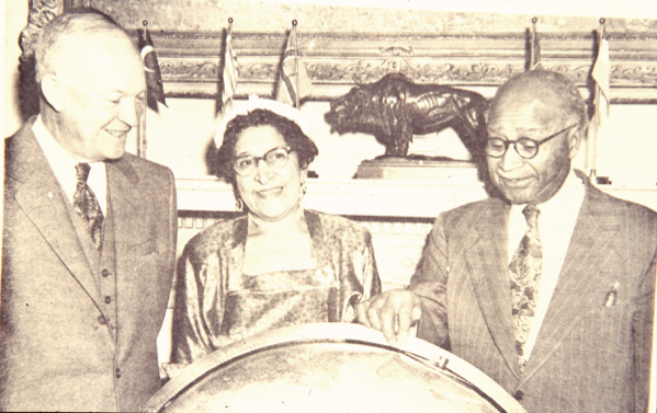 Matthew and Mrs. Henson with Pres. Eisenhower at The White House; age 88