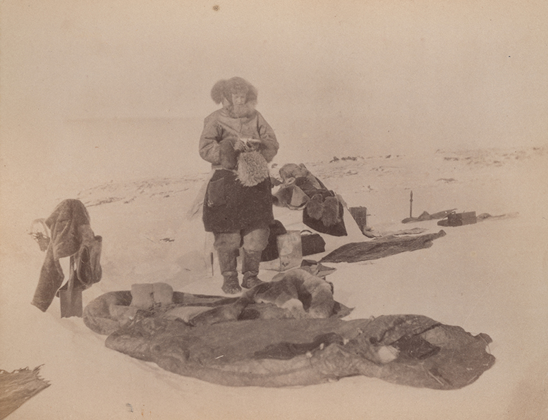 Josephine Peary at a campsite, northwestern Greenland, 1891-92