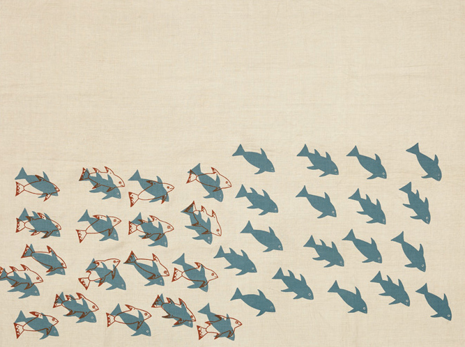 Print with fish and shadows