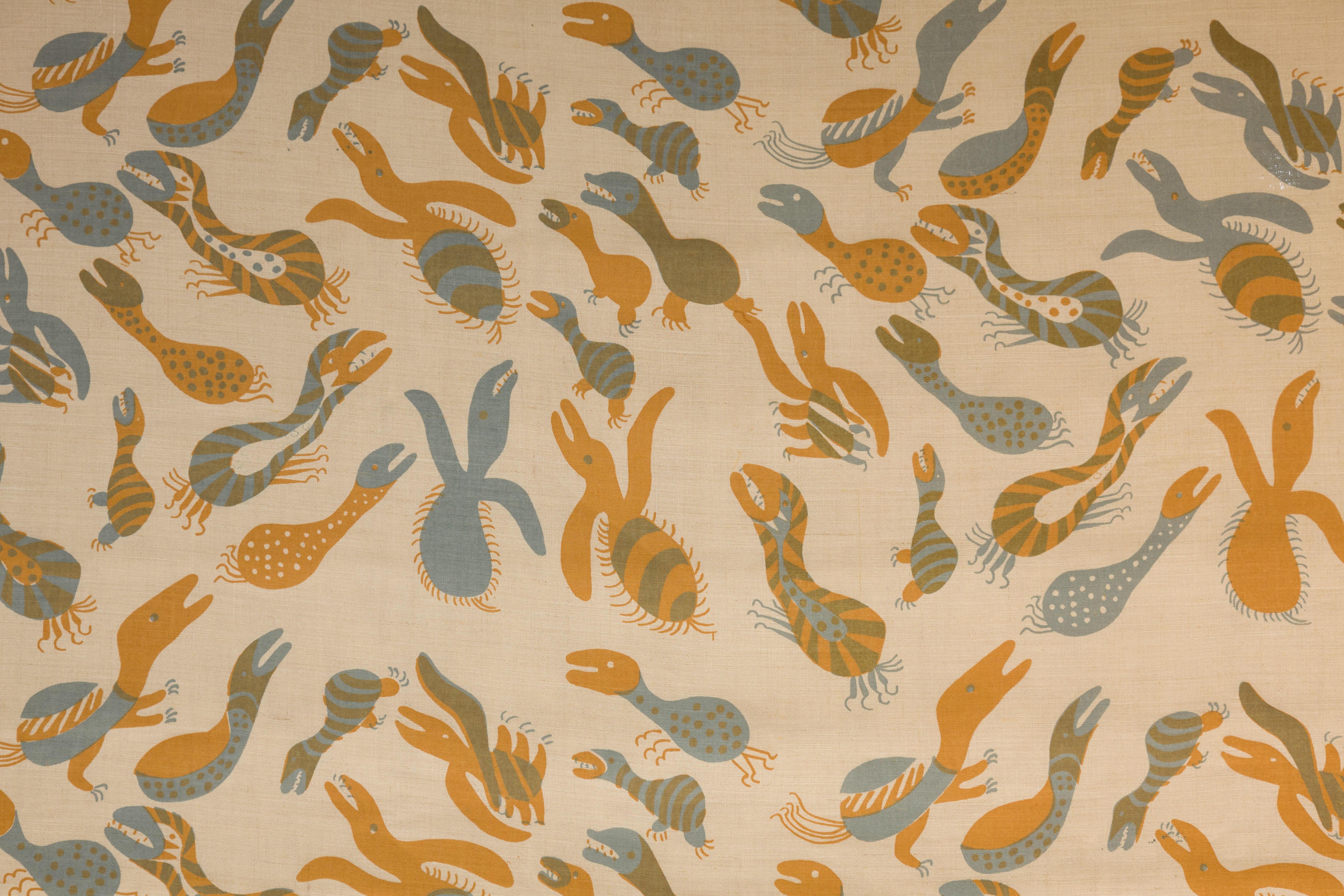 Textile print with bugs on it