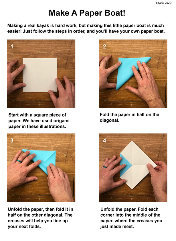 Diagram of paper boat origami project