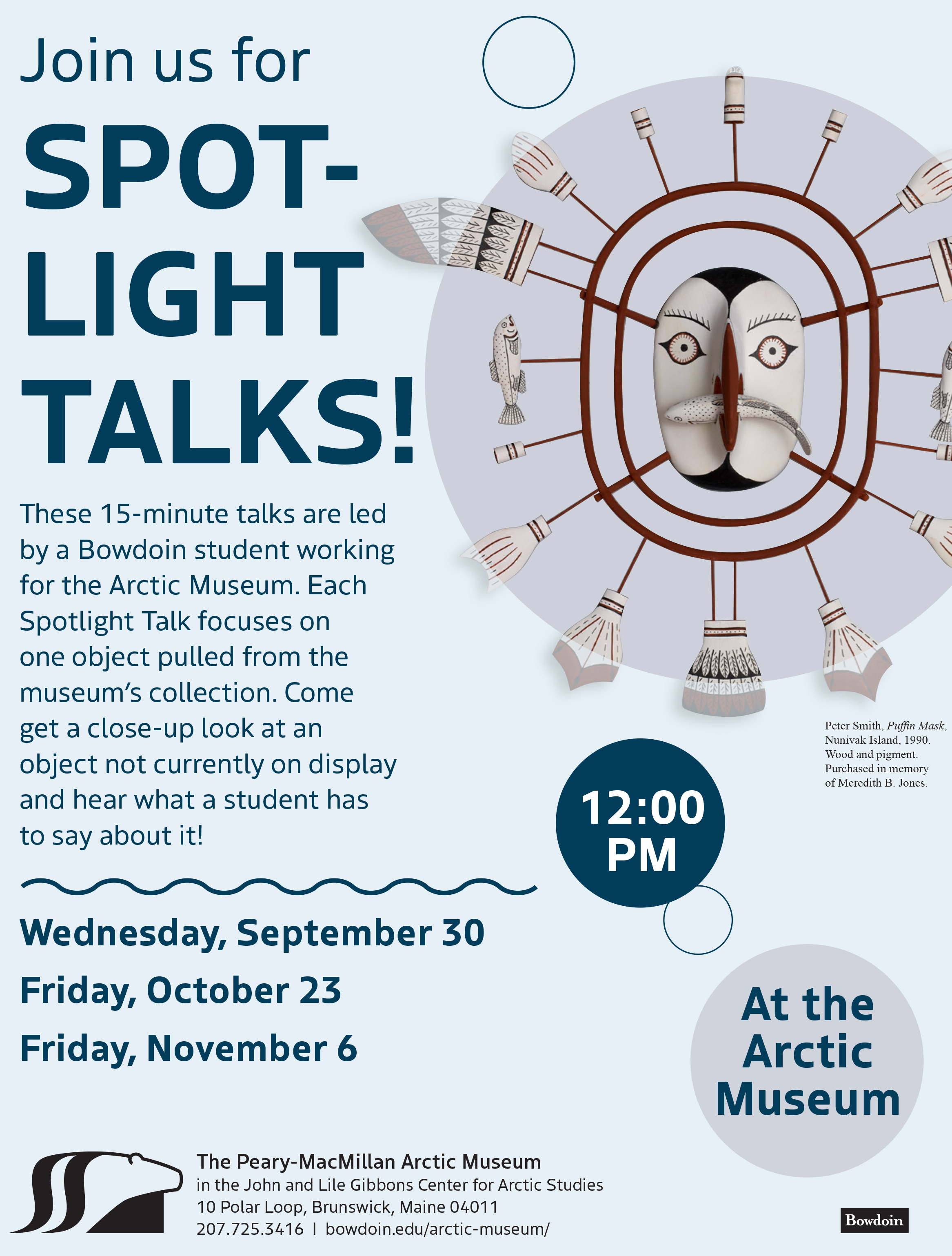flyer advertising spotlight talks at the arctic museum
