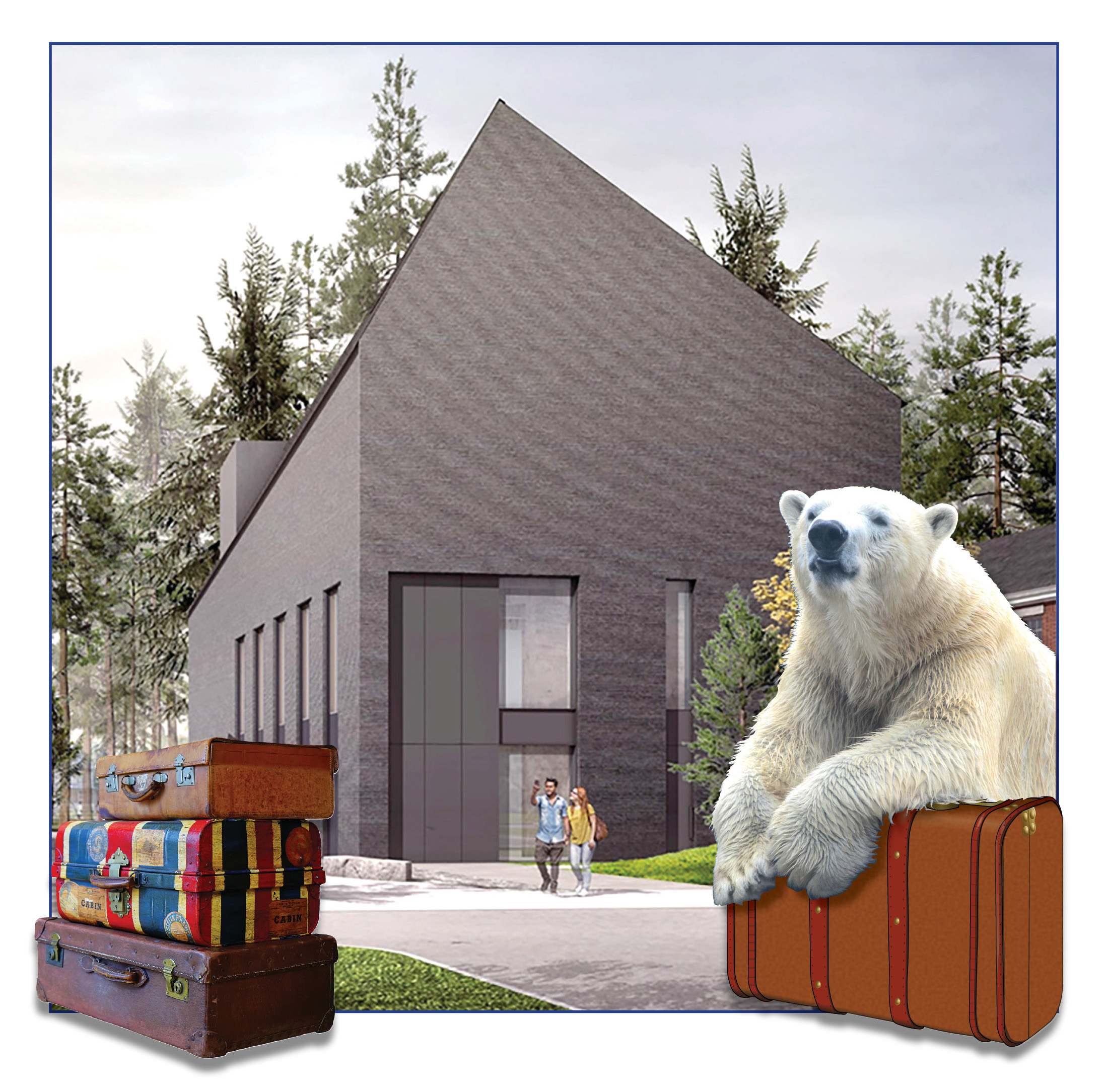 New Center for Arctic Studies with suitcases and polar bear