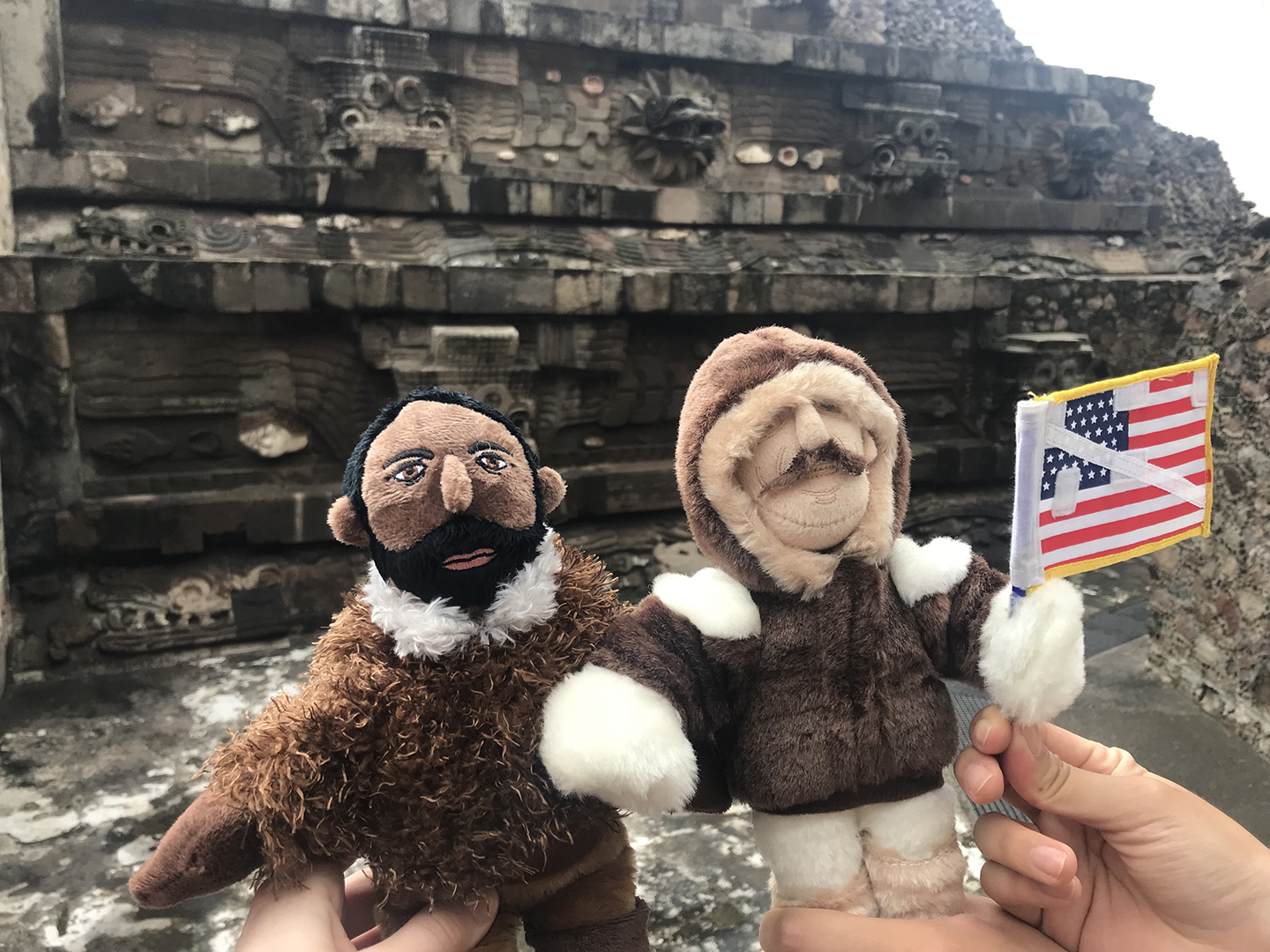 Peary and Henson visiting Teotihuacan, Mexico