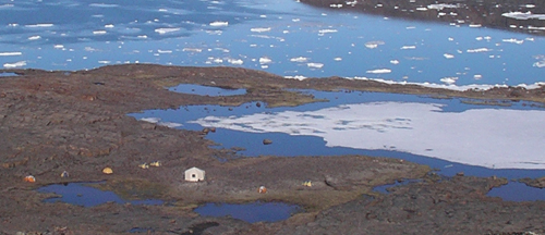 Paris Fjord, NW Greenland, View of Paris Fjord camp, 2005, July 5, 2005, Inglefield Land Archaeology ProjectGenevieve LeMoine, ID: jl5.g15.jpgView of Paris Fjord camp, 2005