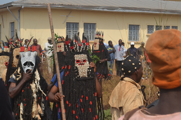 A group of people in costumes and masks