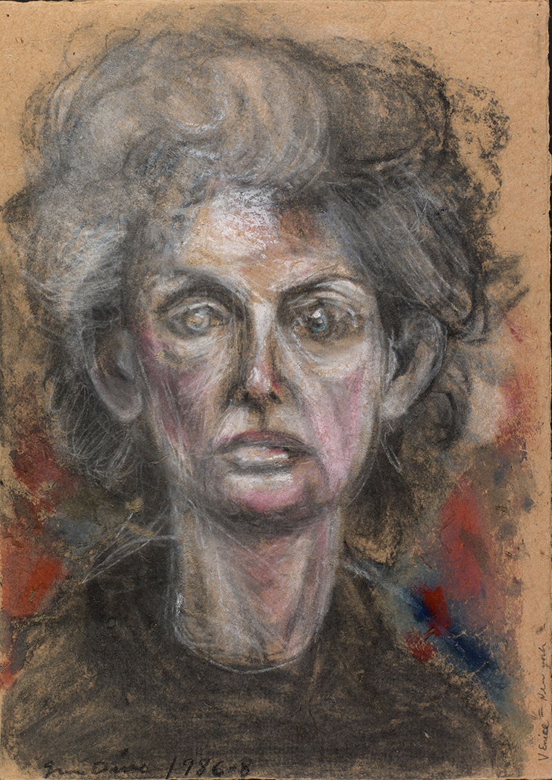 a portrait of a woman in charcoal and pastel