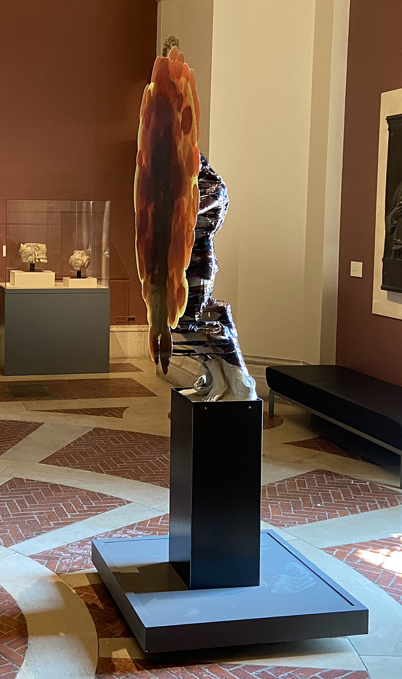A  fiberglass sculpture installed in a gallery