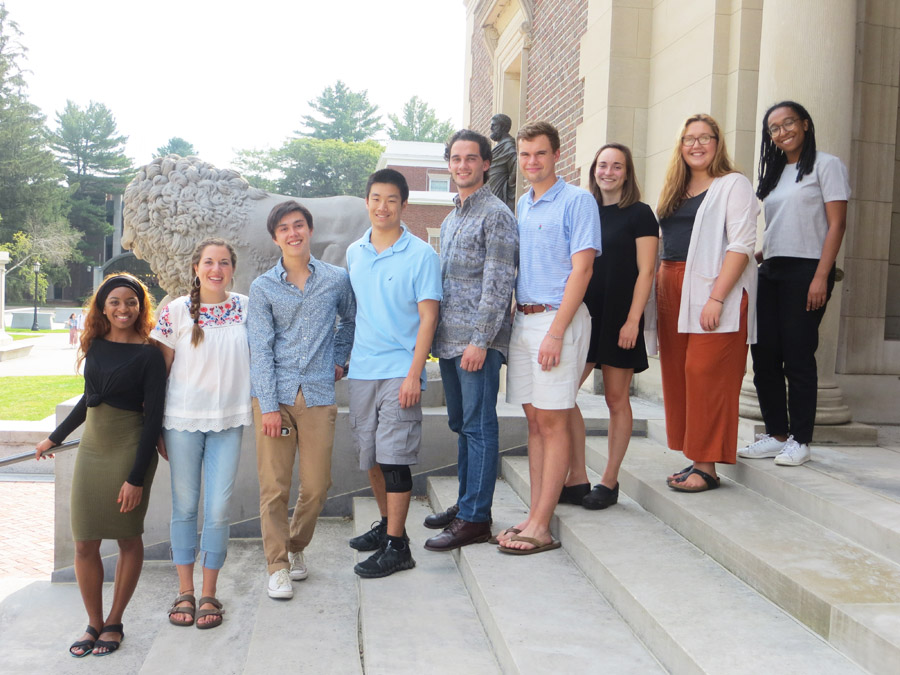 Students on museum steps